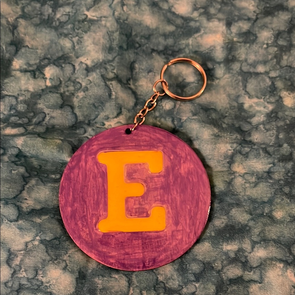 Purple Keychain with Yellow Letter E